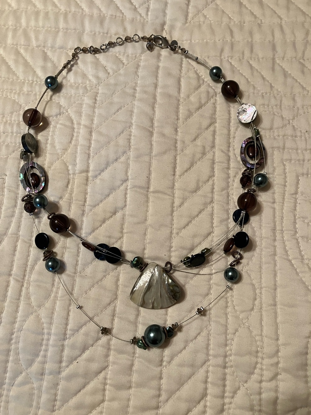 Chico’s Multicolor Beaded Shell Pendant Necklace - Women Jewelry